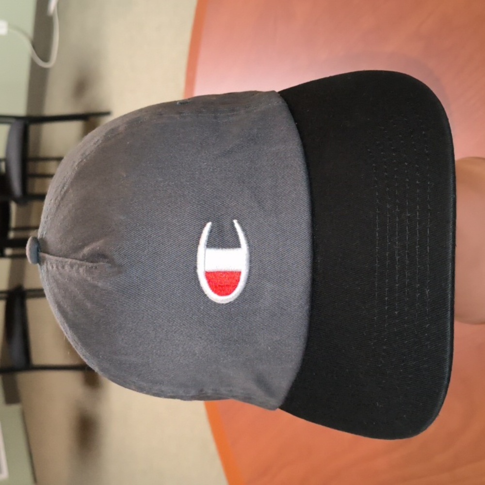 Champion Classic Twill Embroidered Logo Black Strapback Hat Cap